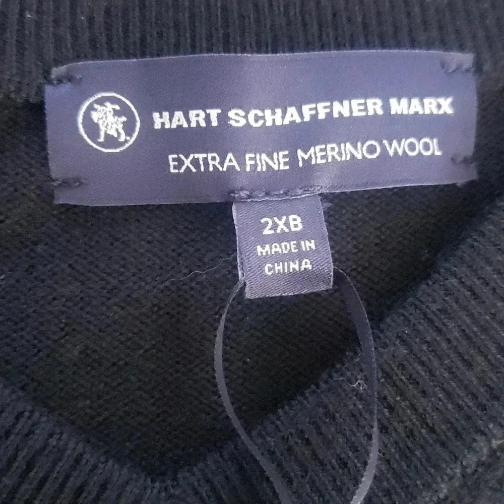 Casual Men 2XB Black Knit Marino Wool Business Casual Sweater Vest New